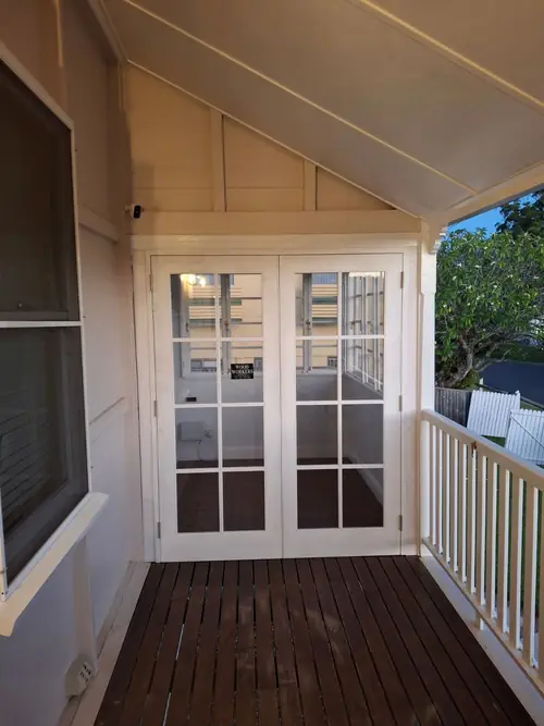 Replacement of 2 lattice doors with french doors.