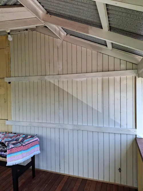 New VJ wall to replace the asbestos and match the rest of the house