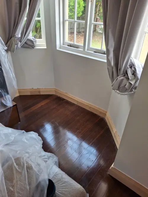 The owner removed the carpet which left a 20mm gap under the skirting . All the skirting have been replaced