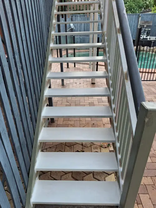 The stair treads have been replaced , the sides have been painted and sealed