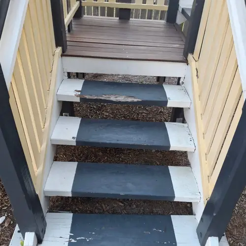 This job is now completed. We replaced all the balustrades, the steps on the 1st flight of stair and the landing including the joists. 1 post of the landing has been replaced as well.