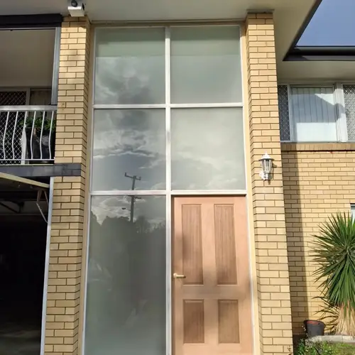 The frame had rot on it so we've built a new one with a better design and new frosted glass. We've also installed a nice 1020mm wide door.
